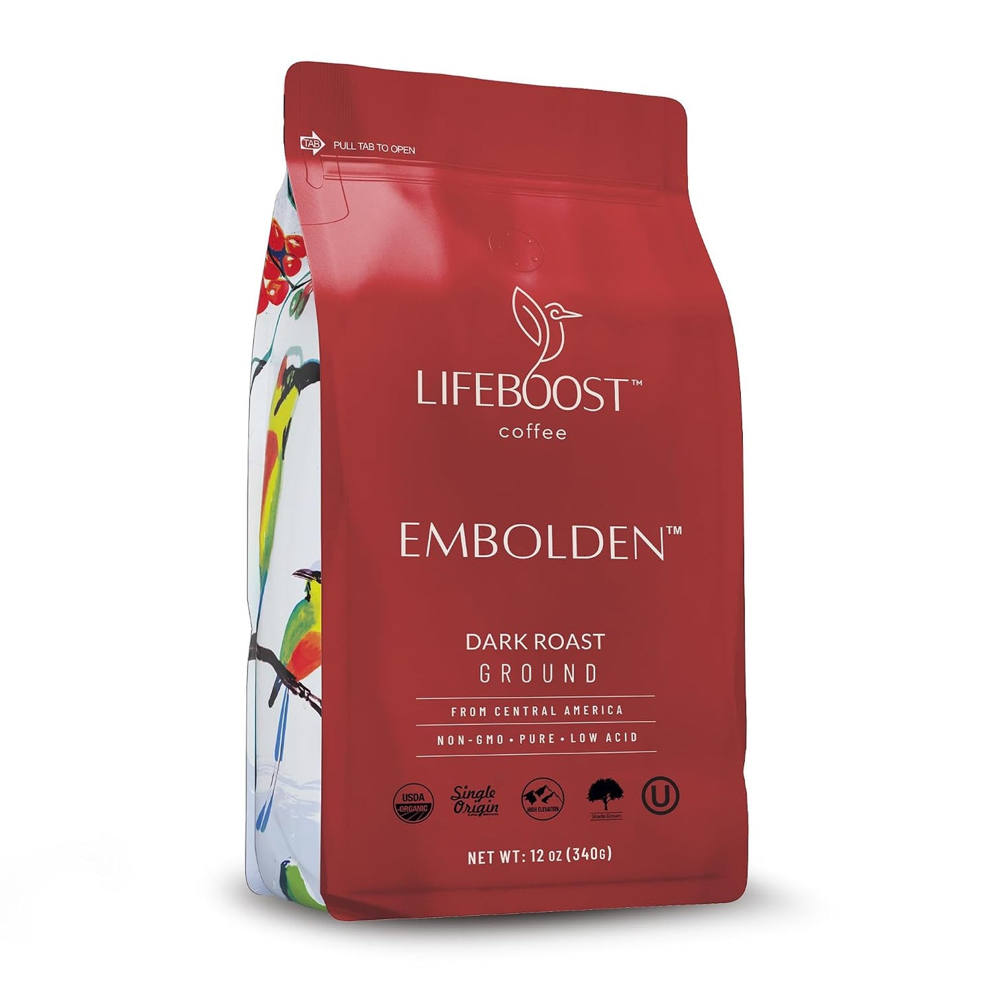 Lifeboost Dark Roast Ground Coffee - Non-GMO Low Acid Single Origin USDA Organic Dark Roast Coffee - Third Party Tested For Mycotoxins &amp; Pesticides - 12 Ounces