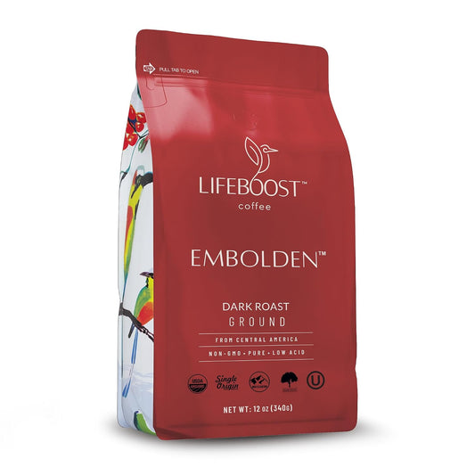 Lifeboost Dark Roast Ground Coffee - Non-GMO Low Acid Single Origin USDA Organic Dark Roast Coffee - Third Party Tested For