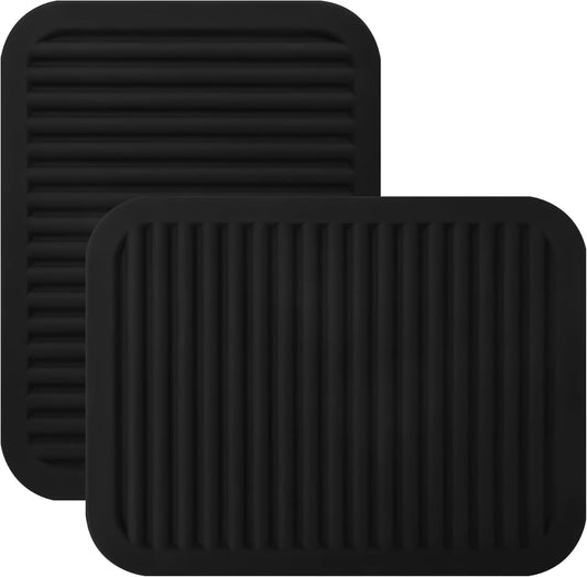 Trivets for Hot Pots and Pans, Large Black Silicone Trivets, Multi-Purpose Silicone Mat for Countertops, Heat Resistant, Set