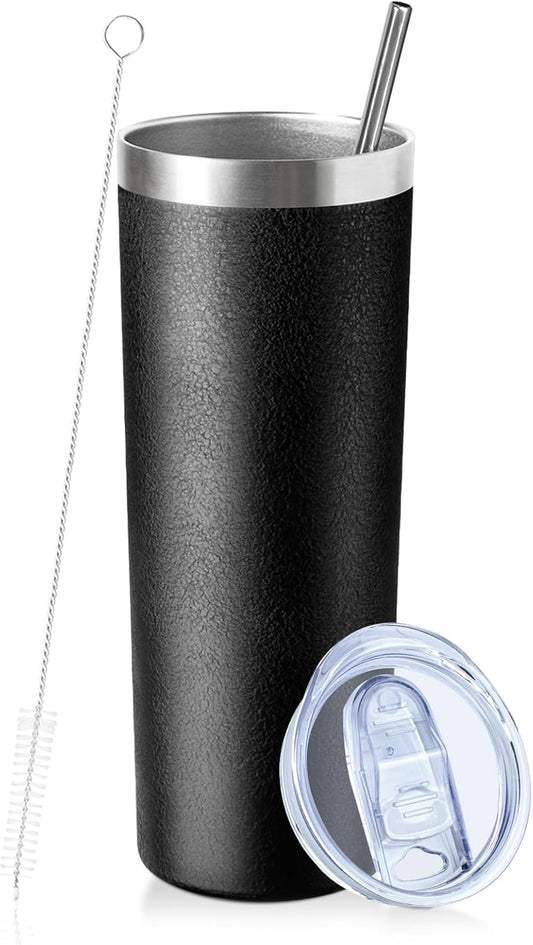 20 oz Skinny Tumbler with Lid and Straw,Stainless Steel Vacuum Insulated Tumbler Double Wall Travel Coffee Mug,Insulated Cup