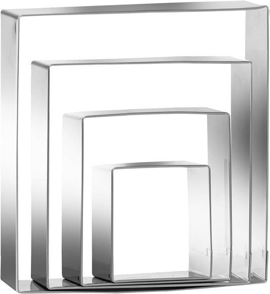 Square Cookie Cutter ANCKNE Stainless Steel Rectangle Biscuit Molds Square Pastry Molds Fondant Cake Cookie Cutter Set 1 Inch Depth