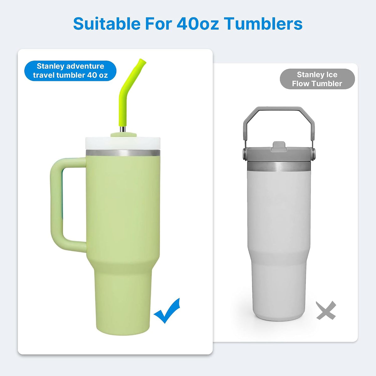 Replacement Metal Straws with Silicone Tip for 40oz Stanley Cup