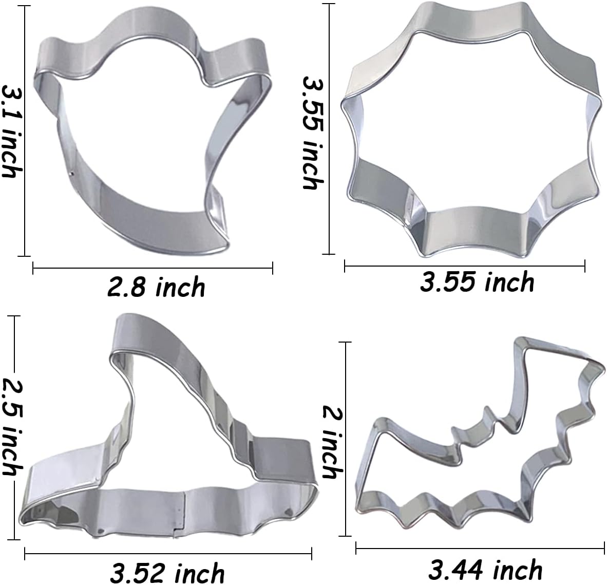 Halloween Cookie Cutters Set 7Pcs Large - Bat Pumpkin Magic Hat Cat Cookie Cutter