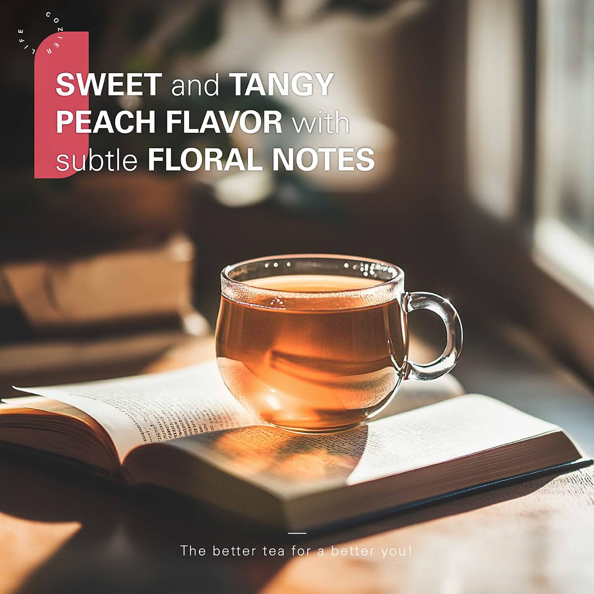 WT WEETEE Peach Herbal Tea Bags 100 Count, Bright, Juicy &amp; Fruity Infusion | Caffeine-Free Blend with Real Rose Hip, Orange Peel, Chamomile &amp; Natural Peach Flavor, Daily Wellness Tea for Hot or Iced