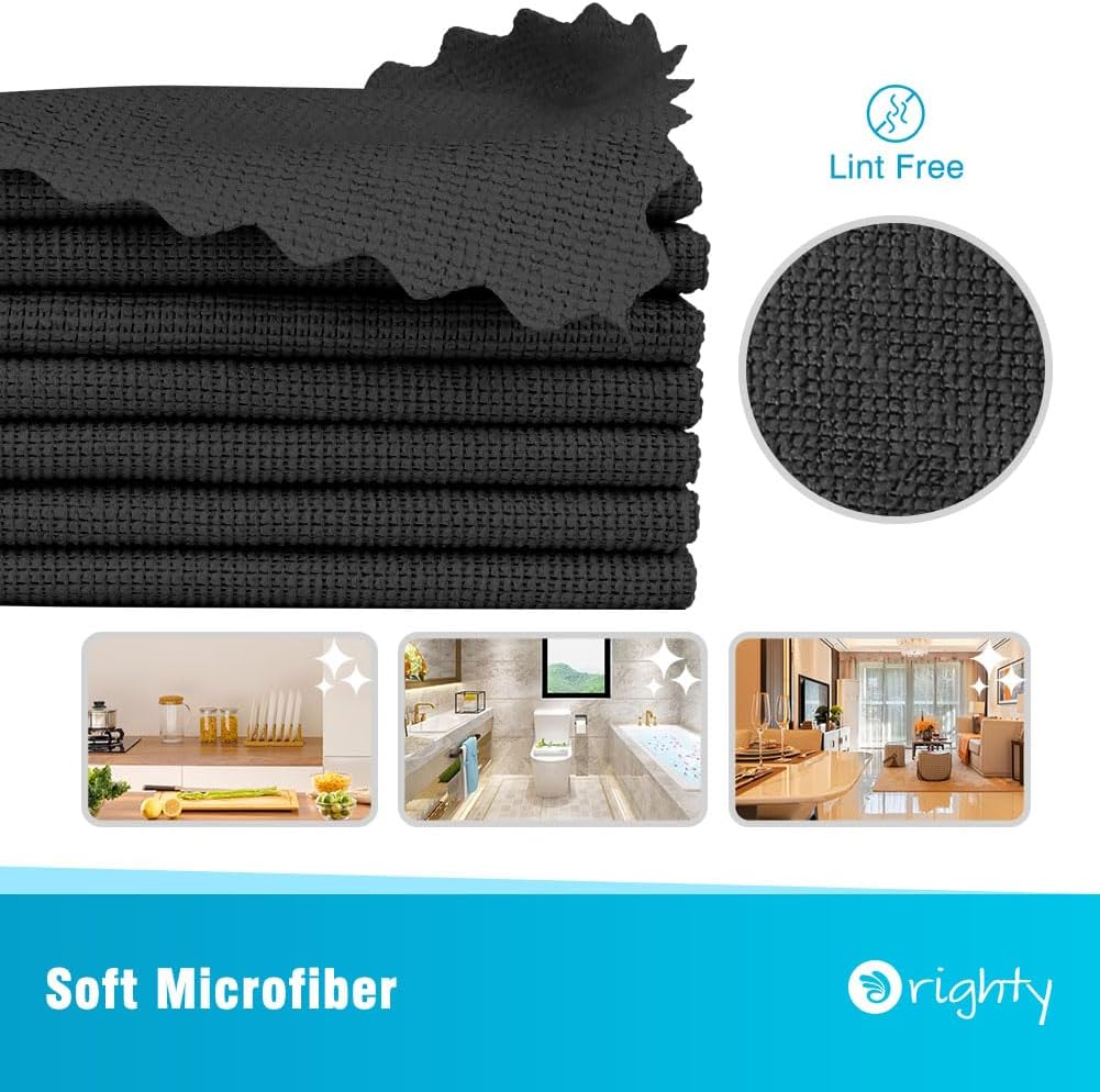 Orighty Microfiber Cleaning Cloth Bulk, 100 Pack, 11.5x11.5 inch, Black