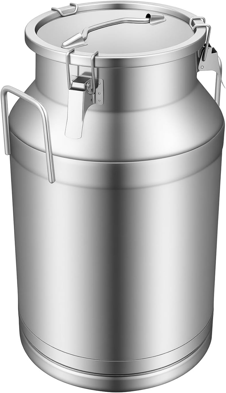Large Liquid Container Storage, Bucket Rice Cereal Airtight Canister Container,Stainless Steel Milk Bucket With Sealing Lid and Carry Handle,for Wine, Oil Storage Transport (40L/10.6 Gal)