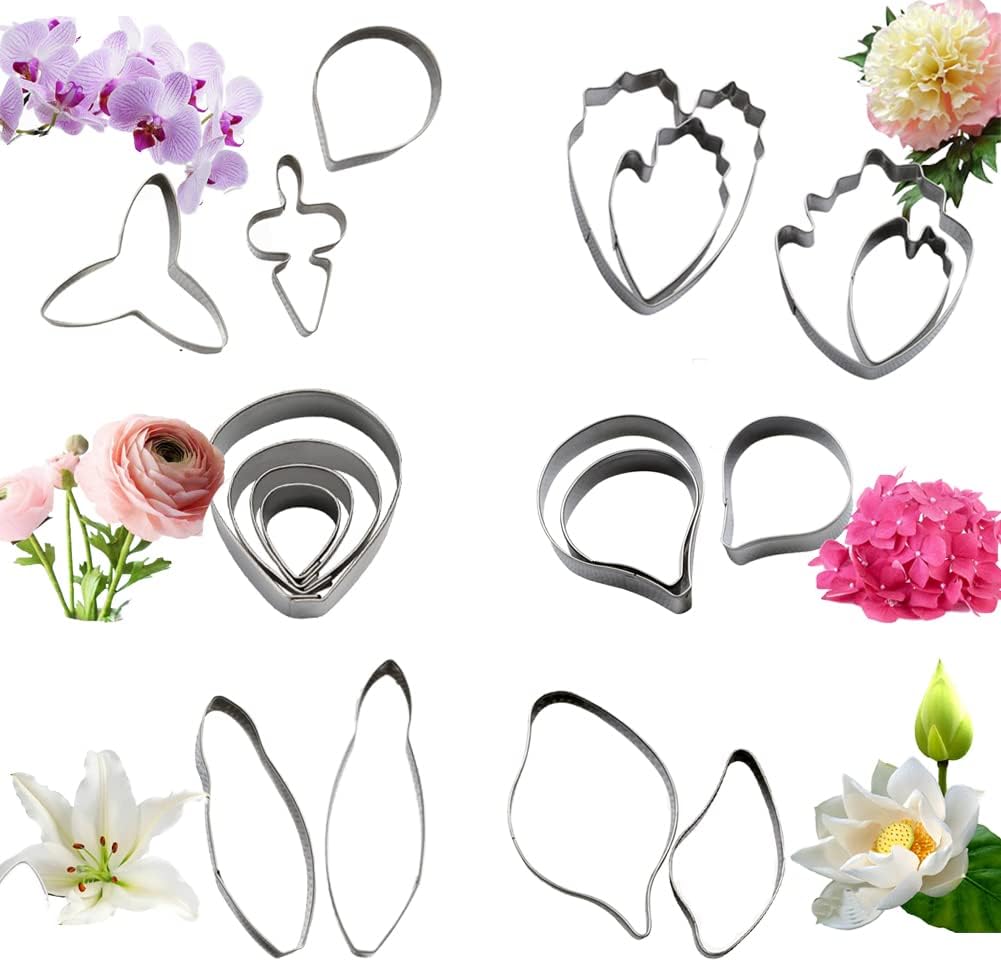 KALAIEN 18Pcs Gumpaste Fondant Flower Cookie Cutter Set of 6