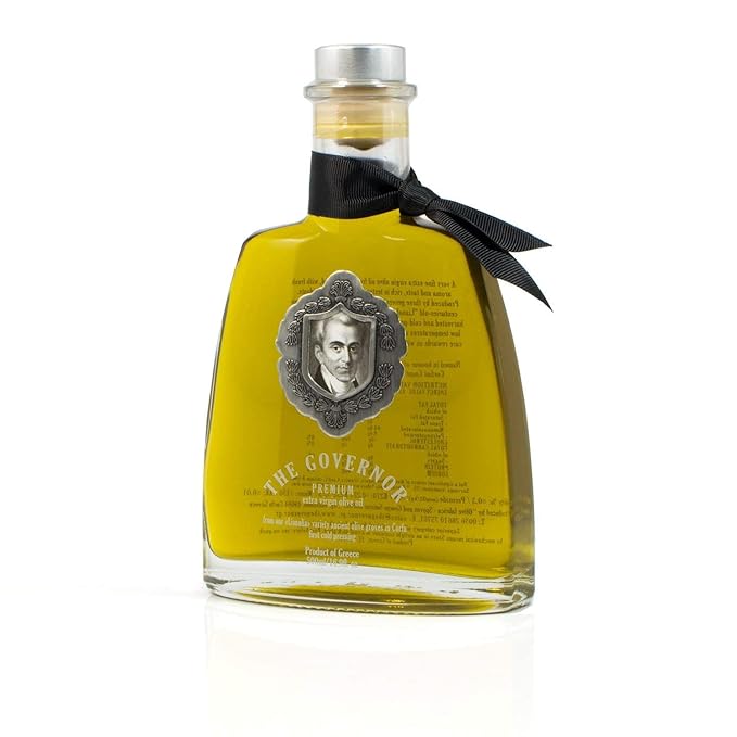 The Governor Premium Extra Virgin Olive Oil - Unfiltered, Cold-Pressed, Single Origin Lianolia - Peppery, Robust, Floral, Fruity Notes - Rich in Natural Polyphenols (1182 mg/kg), Oleocanthal, Antioxidants, Case of 12