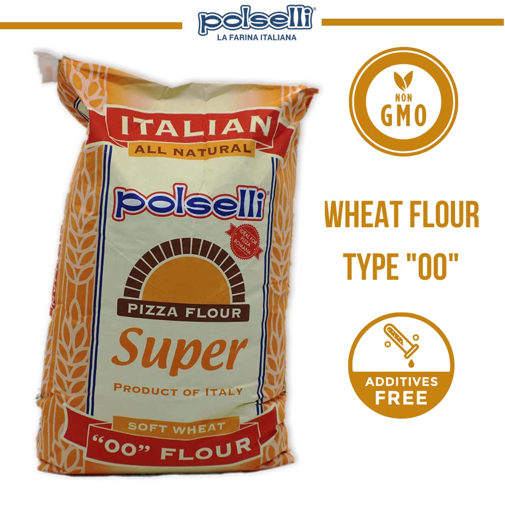 POLSELLI Super, Tipo 00 Double Zero Flour, Soft Wheat Flour, 25 kg (55 lbs)