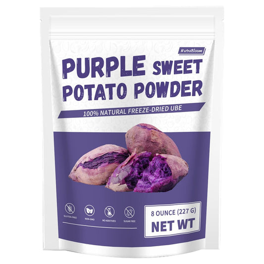 NutraBloom Purple Sweet Potato Powder, 8 Oz, Natural Food Coloring, Ube Powder, Rich Anthocyanin Superfood for Baking,