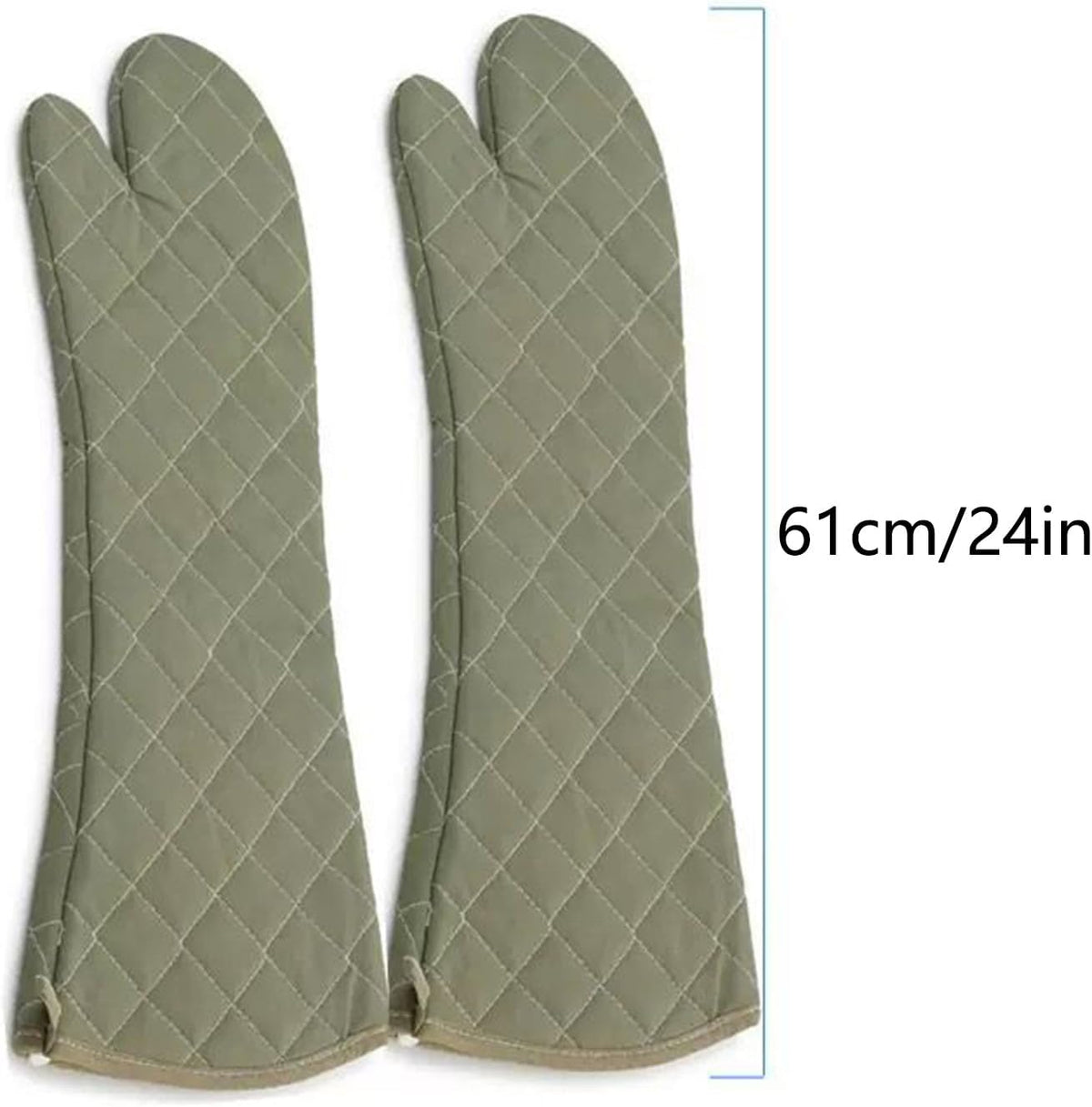 Linwnil Extra Long 24 Inch Heat Resistant Oven Gloves New Cotton Oven Mitts Kitchen Gloves High Temperature Cooking Tool BBQ Gloves (24" Green, 24 Inch)