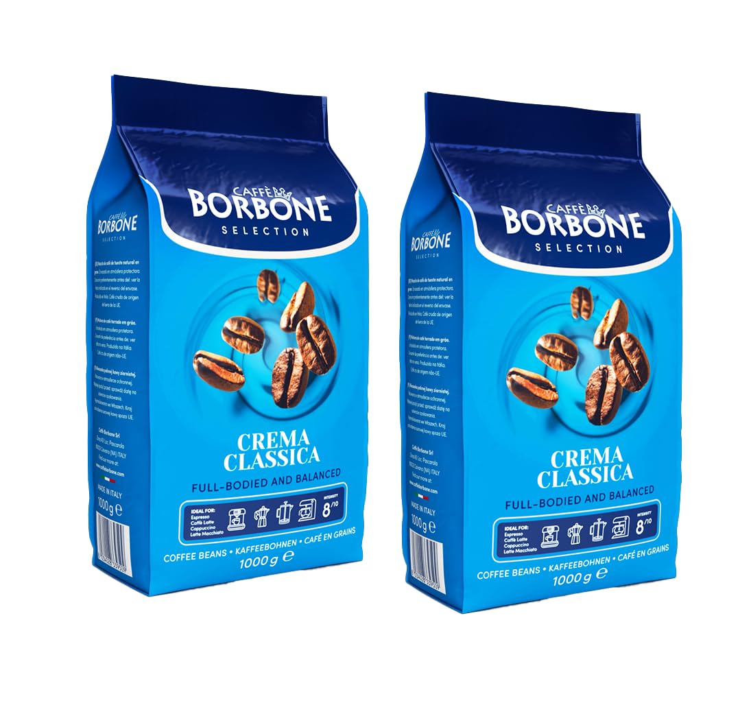 Caffe Borbone, Whole Bean Coffee Blend, Crema Classica, Medium Roast, Roasted and Freshly Packaged in Italy, 2.2 Pound Bag (Pack of 2)