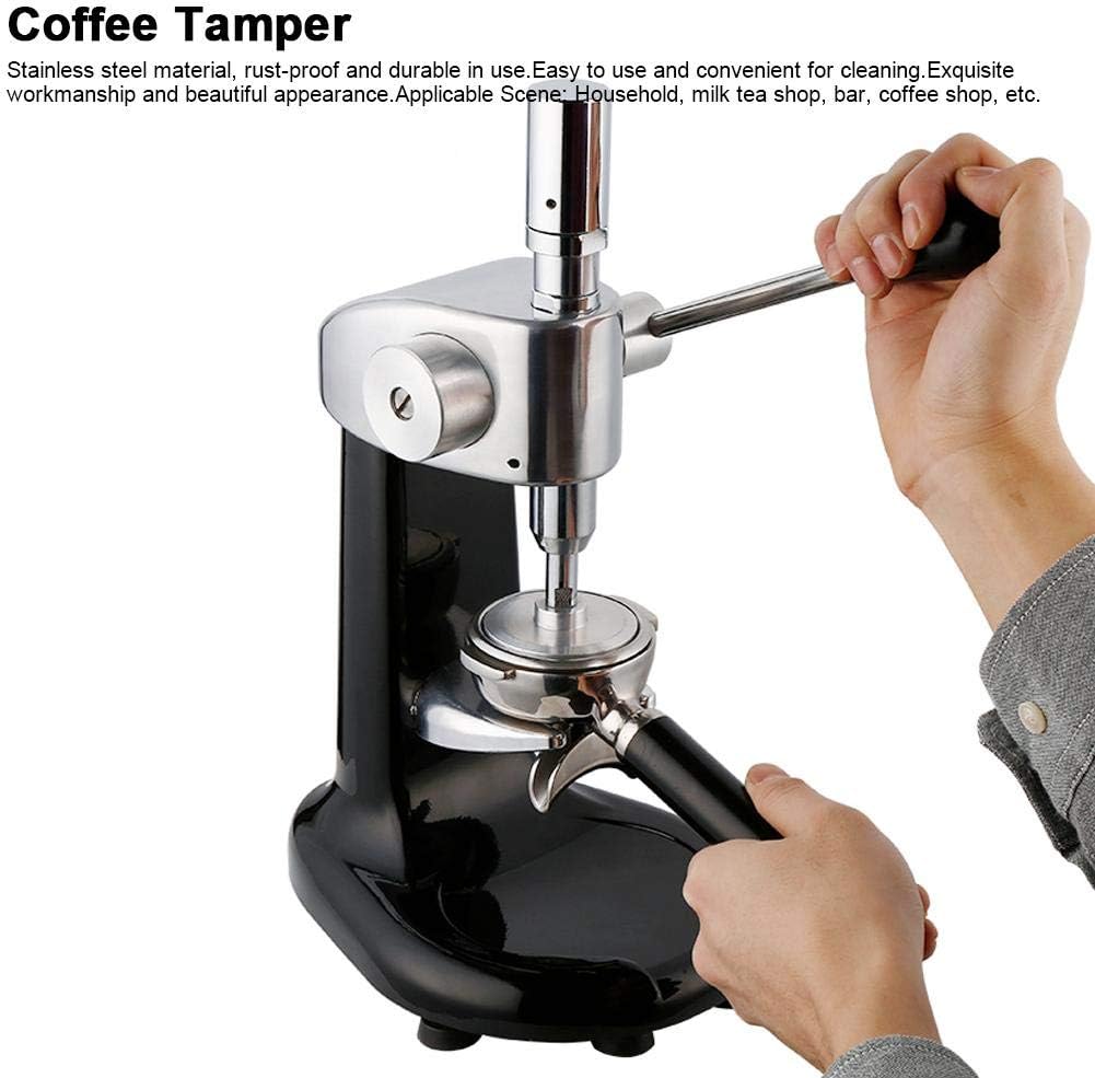 Coffee Tamper, Stainless Steel Manual Quantitative Coffee Tamper Powder Pressing Machine Espresso Tamper Coffee Bean Press with 2 Base