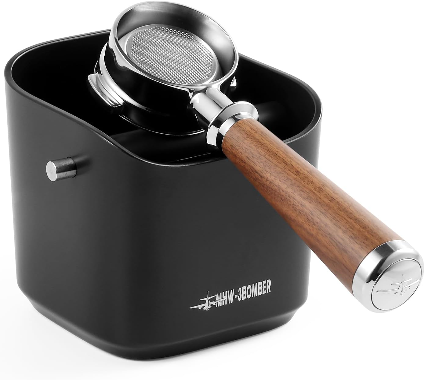 MHW-3BOMBER Espresso Knock Box, 1.2L(15 Cups) Coffee Knock Box with Removable Knock Bar and Anti-slip Pads for Espresso Puck, Coffee Ground, Durable Espresso Accessories, Black GB5967B