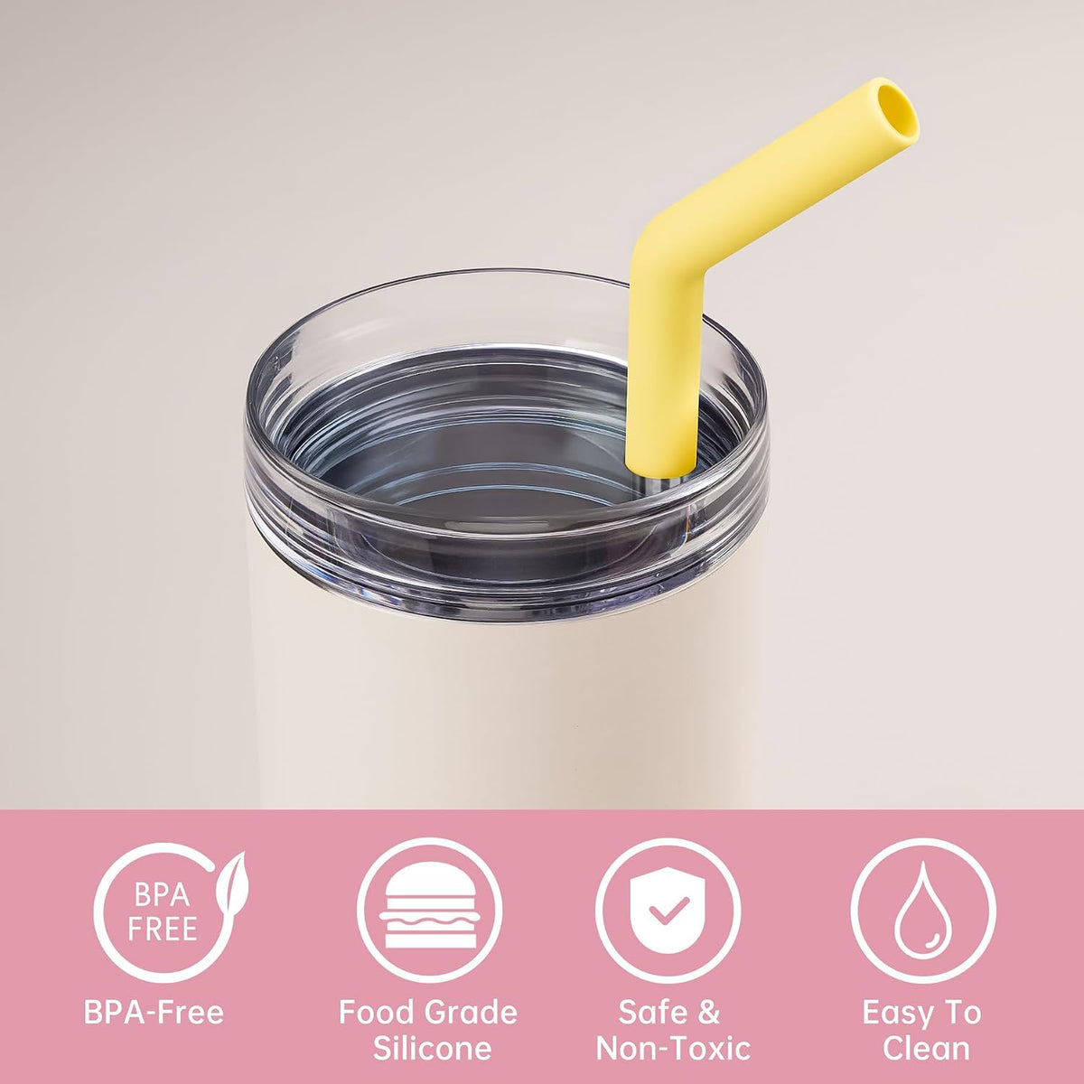 Tomorotec 6-Pack Metal Straws with Silicone Tip Fit for Stanley 14-40oz Cup