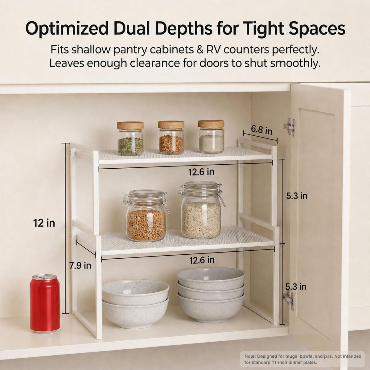 Set of 2 Kitchen Cabinet Organizer Shelf Stackable Sturdy Metal Counter Countertop Pantry Storage Rack