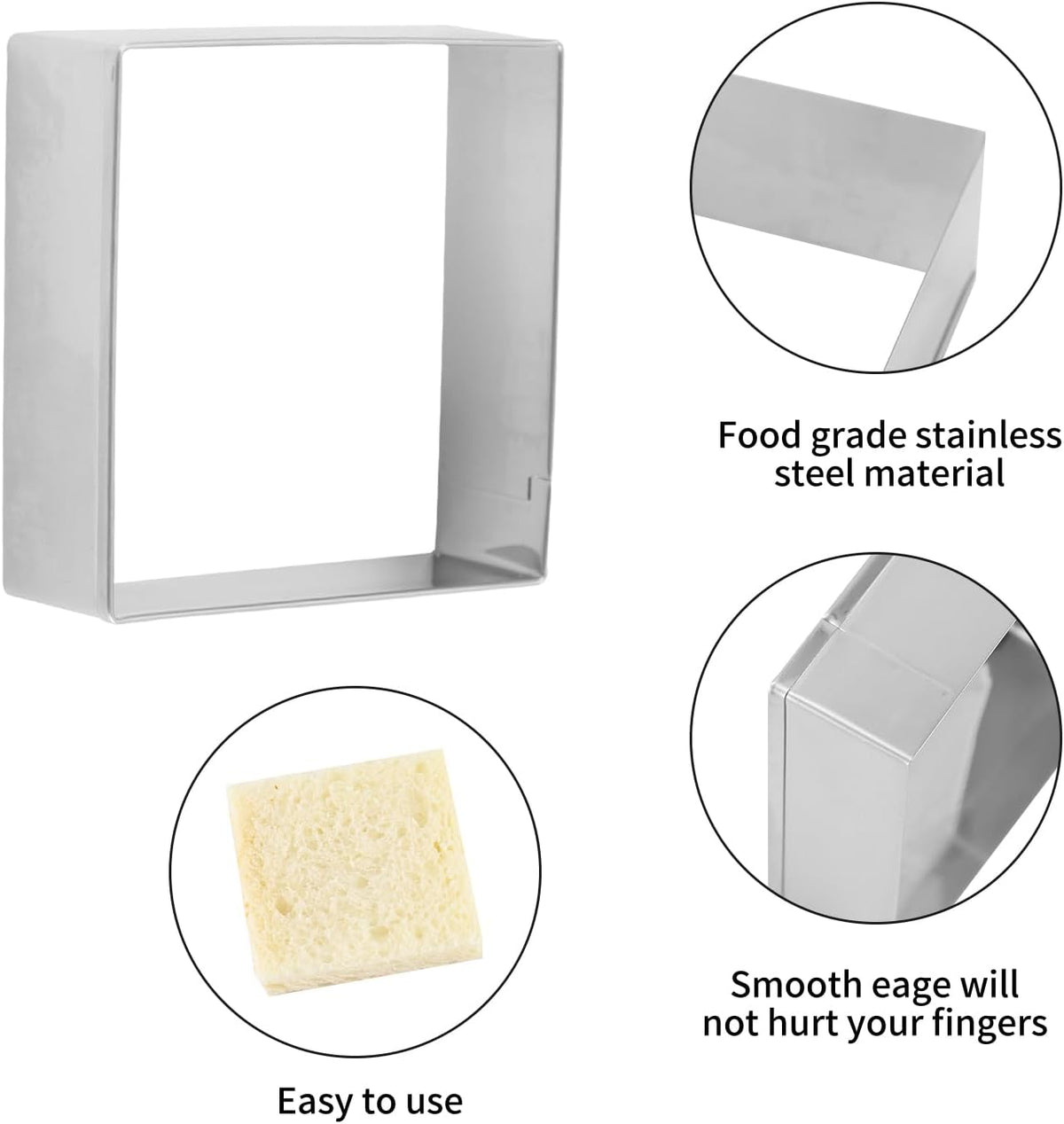 Square Cookie Cutter ANCKNE Stainless Steel Rectangle Biscuit Molds Square Pastry Molds Fondant Cake Cookie Cutter Set 1 Inch