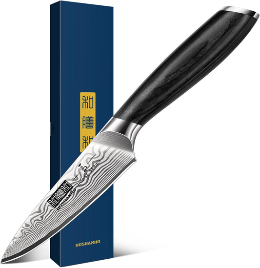 Paring Knife 3.75 Inch, High Carbon Powder Steel Forged Small Kitchen Knives, Razor Sharp Japanese Fruit Knife with