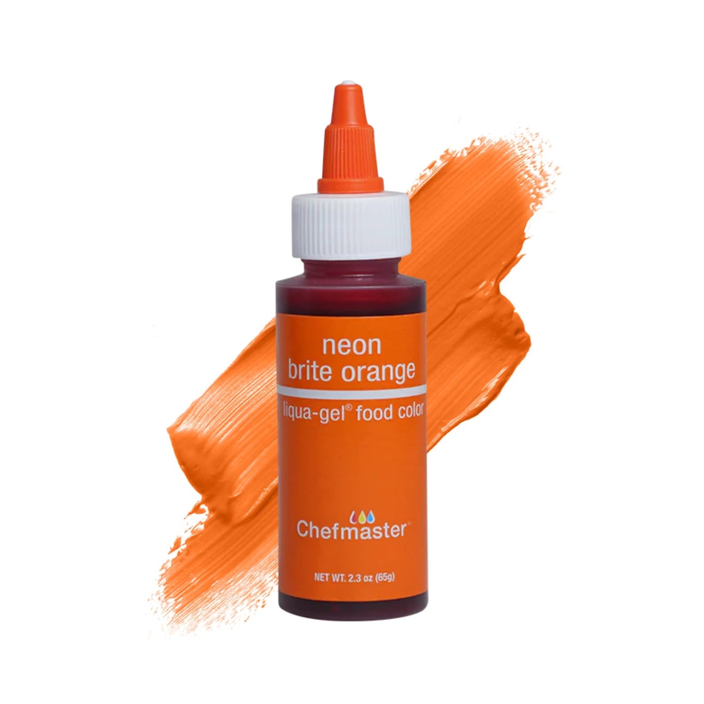Chefmaster Neon Orange Liqua-Gel® Food Coloring | Vibrant Color | Professional-Grade Dye for Icing, Frosting, Fondant | Baking &amp; Decorating | Fade-Resistant | Easy-to-Use | Made in USA | 2.3 oz