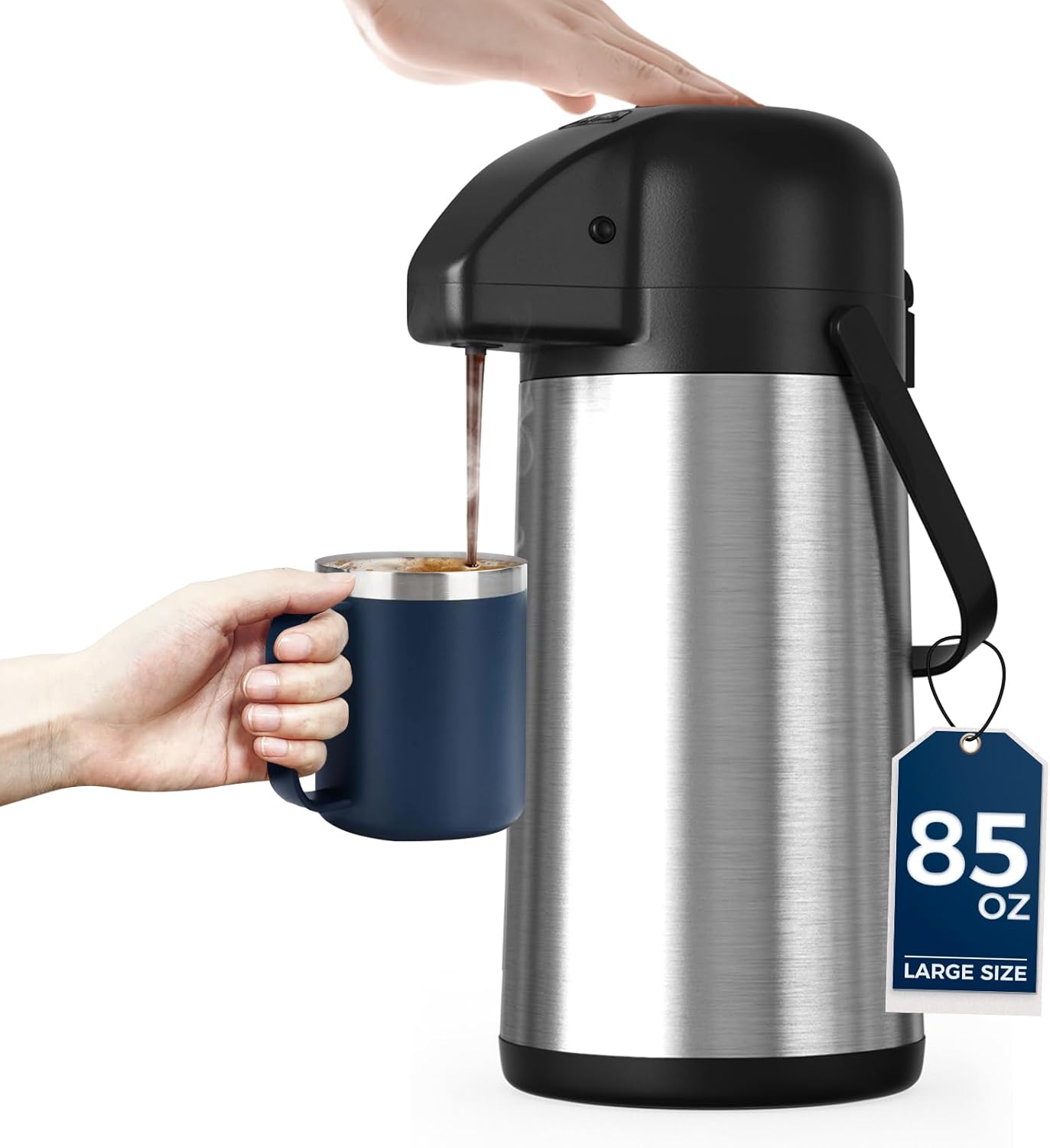 Coffee Carafe for Keeping Hot - 85OZ / 2.5L Airpot Coffee Dispenser with Pump - Large Coffee Thermos