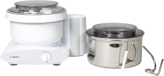 Bosch Universal Plus Stand Mixer - White - with Bottom‑Drive Stainless Steel Bread Bowl, 6.5‑Quart Capacity, 4 Speeds +
