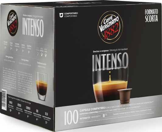 Caffe Vergnano Intenso Coffee Pods, Nespresso Original Compatible, 100 Ct