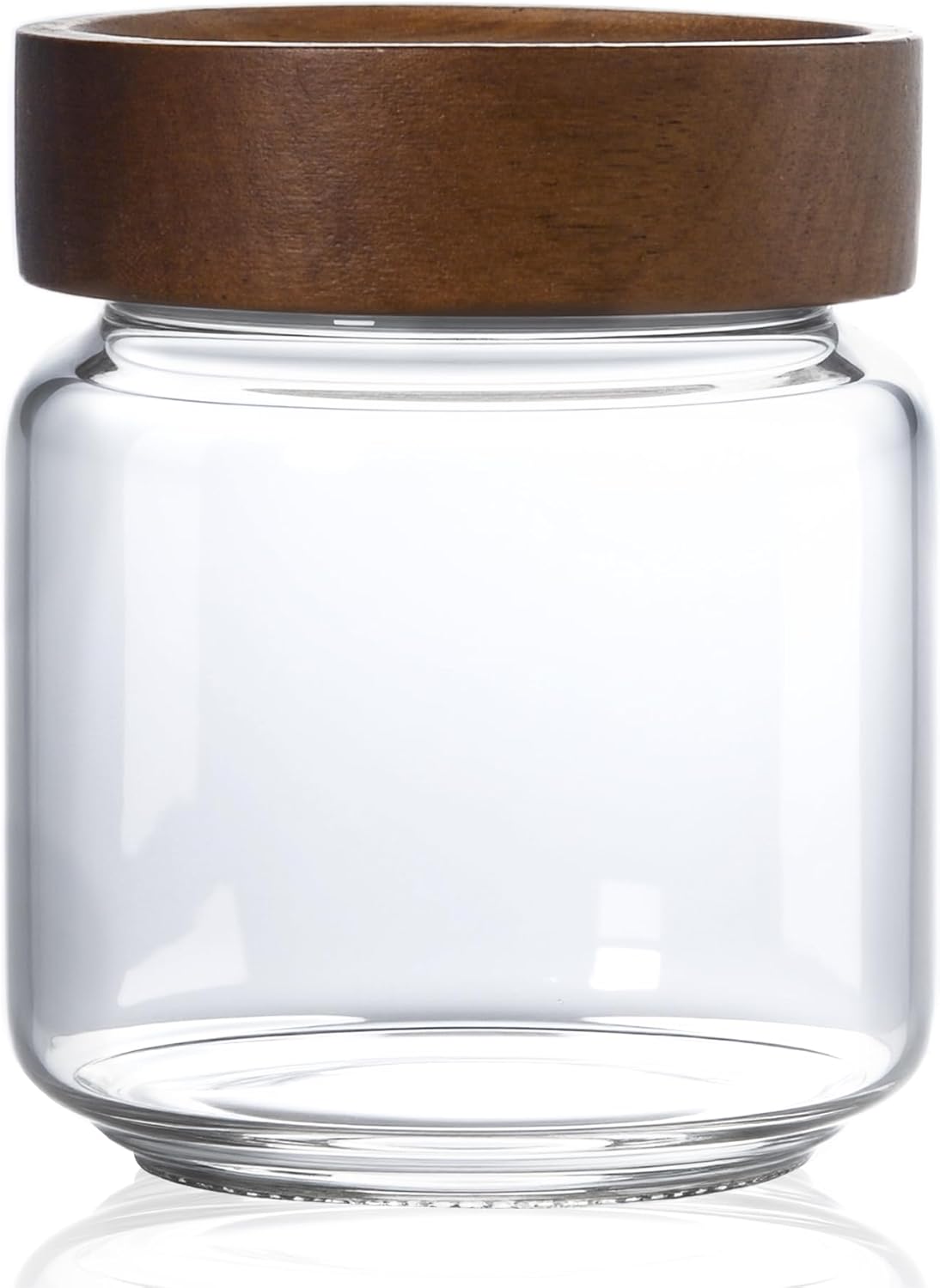 13.5 oz/400 ml Glass Jar with Airtight Wooden Screw Top Lid, Clear Stackable Food Storage Canister, 