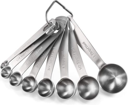 Measuring Spoons: U-Taste 18/8 Stainless Steel Measuring Spoons Set of 8 Piece: 1/8 tsp, 1/4 tsp, 1/3 tsp, 1/2 tsp, 3/4 tsp,