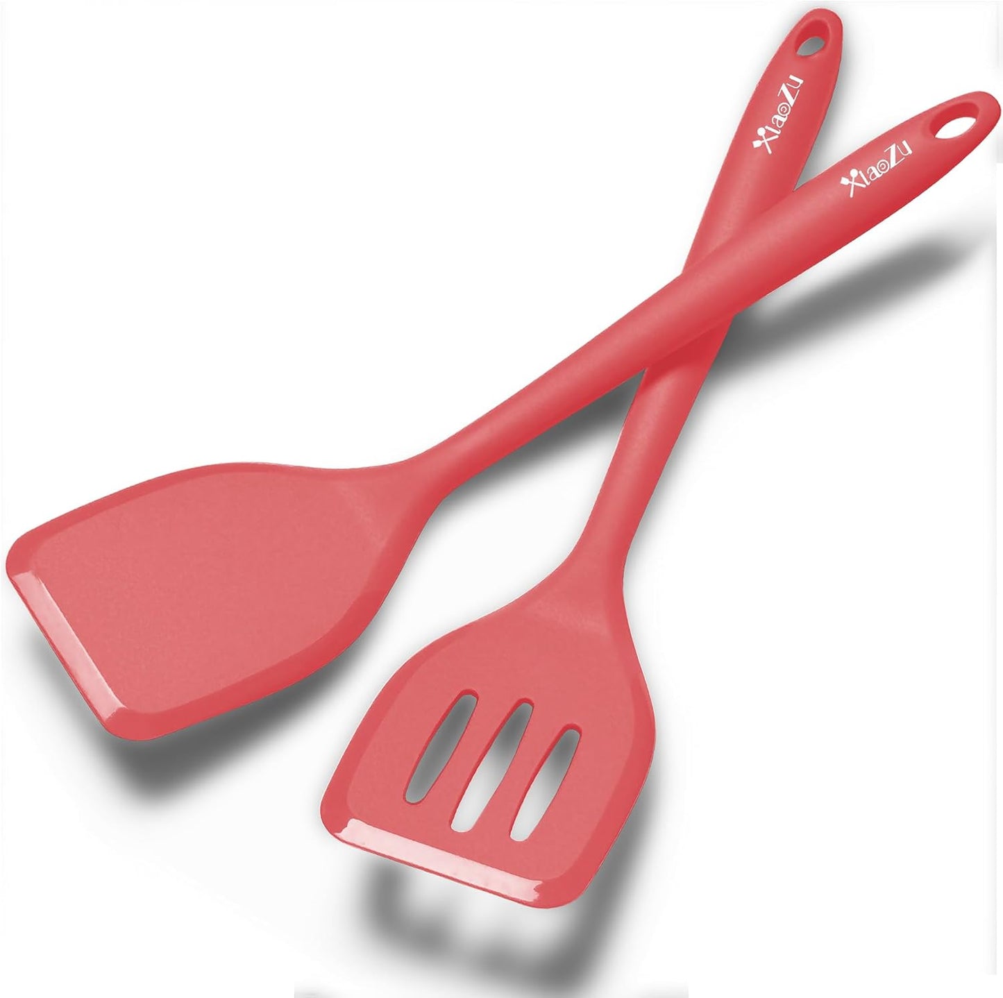 Silicone Spatula Turner Set, High Heat Resistant Spatulas with Seamless One Piece Design, Nonstick Rubber Flippers Utensils for Baking &amp; Cooking,BPA-Free, Red, 11 IN