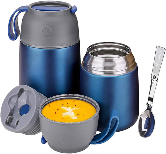 Insulated Thermo Food Jar for Hot & Cold Food for Kids Adult, 17&24 oz Soup Thermal Hot Food Containers for Lunch, Triple