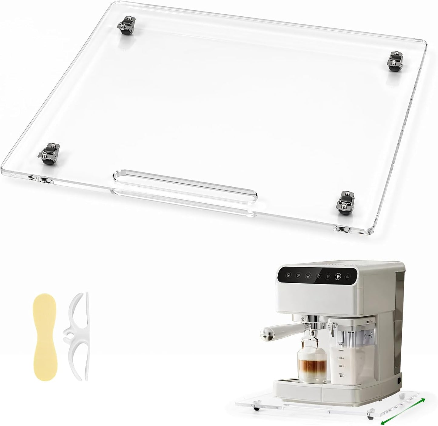 Appliance Slider – Sliding Tray for Coffee Maker, Clear Acrylic 13 x 14 In