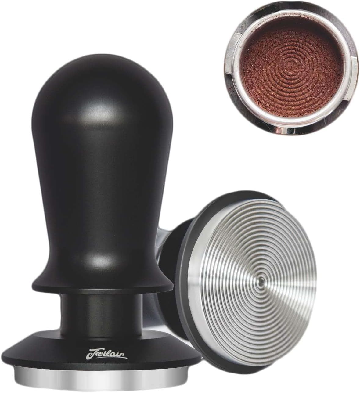 53mm Espresso Tamper, Triple Spring Loaded Tamper, Coffee Tamper with Stainless Steel Ripple Base, Self Leveling Tamper for Barista, Compatible with 53mm/54mm Breville Portafilter