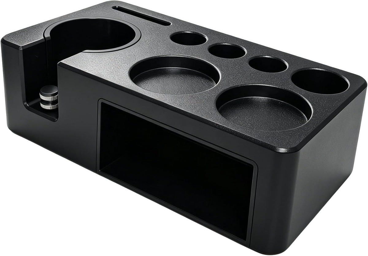 Espresso Tamping Station,Multifunctional Espresso Tamper Station,Adjustable Height Portafilter Holder,Espresso Tools Storage (Black, 51-58mm)