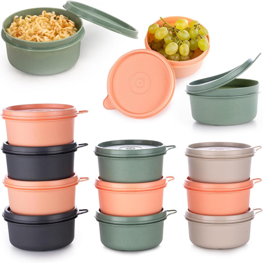 9 oz Small Round Food Storage Containers with Lids Set of 10, Airtight Leakproof Reusable, Plastic To Go Bento Box, Mini