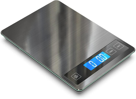 Nicewell Food Scale, 22lbs Digital Kitchen Grey Stainless Steel Scale Weight Grams and oz for Cooking Baking, 1g/0.1oz