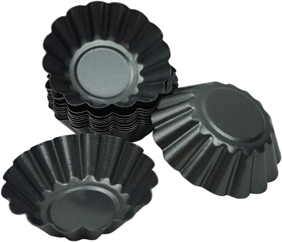 12 Pack Egg Tart Pan, Small Nonstick Carbon Steel Tartlet Tins