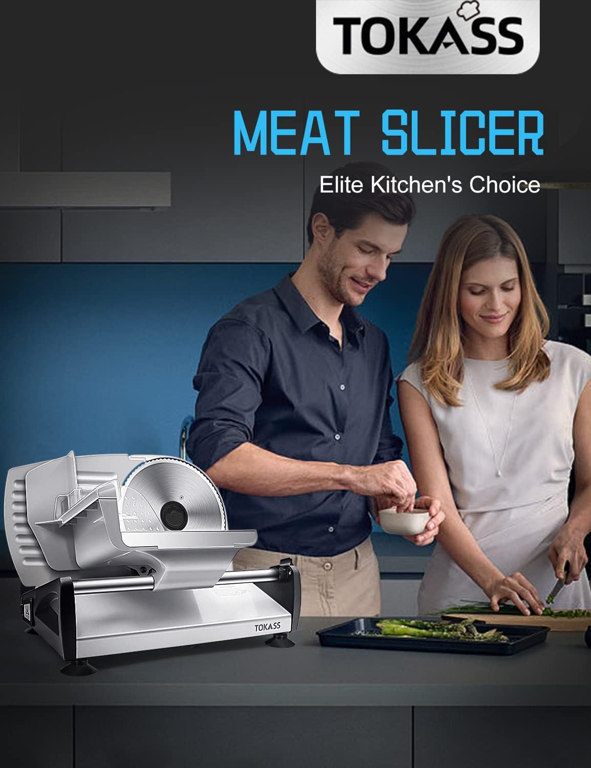 Meat Slicer Machine for Home, 200W Food Slicer with Two 7.5" Blades