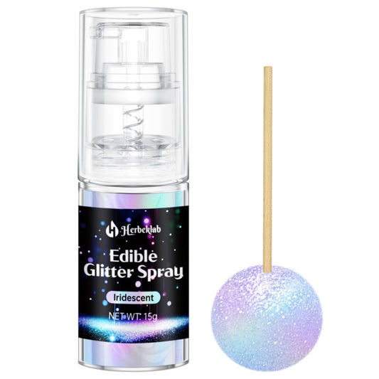 Iridescent Edible Glitter Spray - 15g Herbeklab Edible Iridescent Glitter for Cakes Food Grade Rainbow Cake Spray for