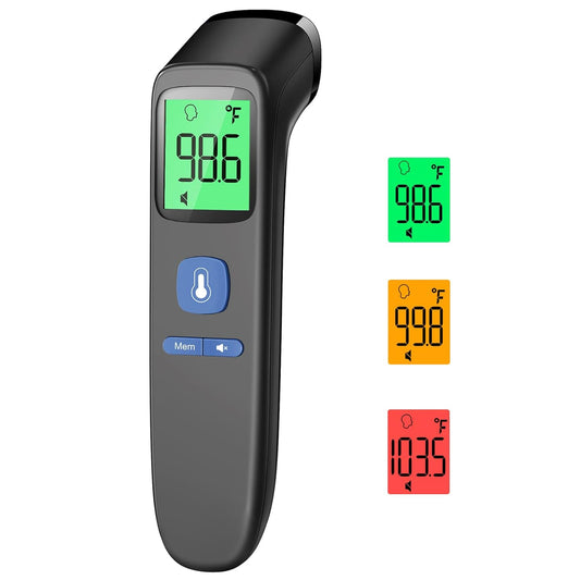Forehead and Ear Thermometer for Adults and Kids, Fast Accurate Thermometer with Fever Alarm, 1S Reading & Silent Mode, Easy