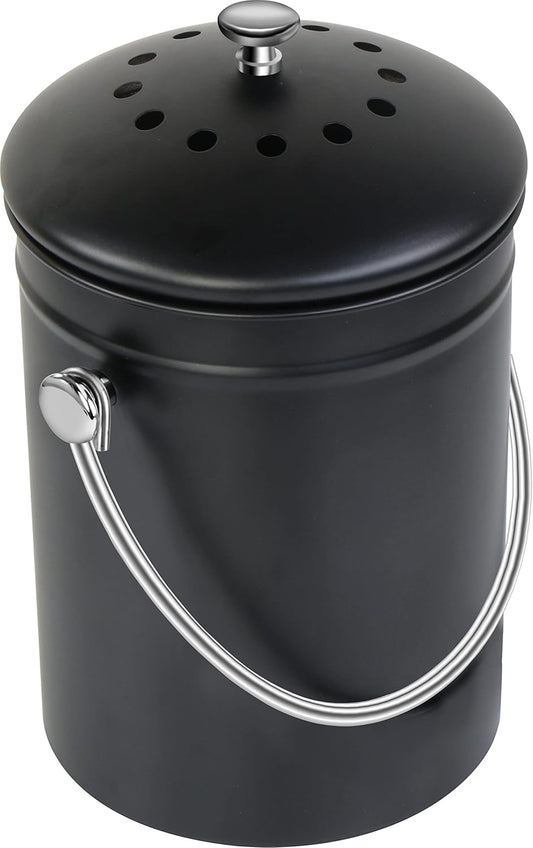 Utopia Kitchen Compost Bin for Kitchen Countertop, 1.3 Gallon Compost Bucket for Kitchen with Lid, Includes 1 Spare Charcoal