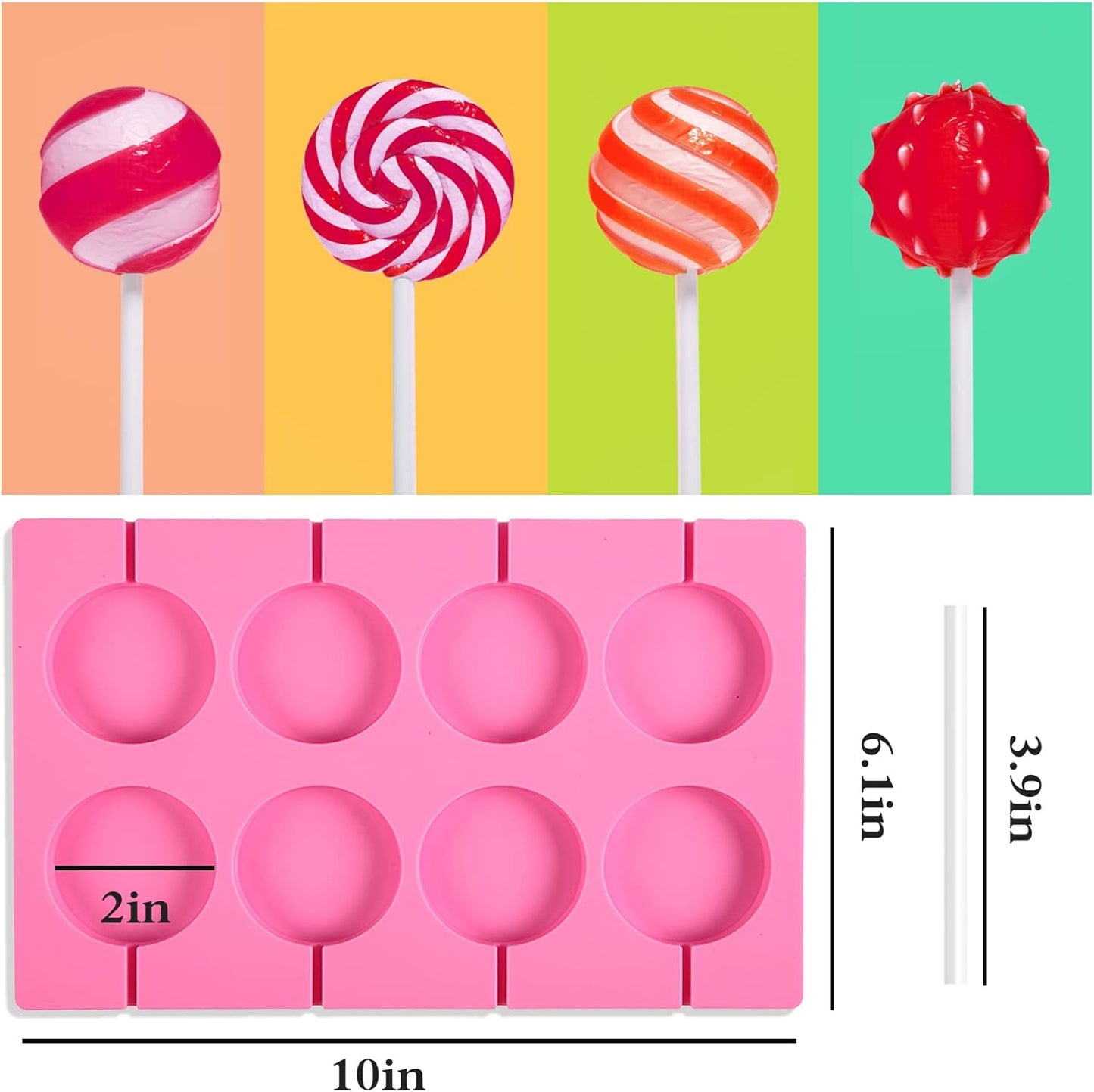 Silicone Lollipop Molds Candy Molds Silicone Sucker Molds Hard Candy Mold &amp; 2x8 Rounds Nonstick Lollipop Mold With 20 Sticks for Candies,Bread,Jellies,Chocolate,Etc