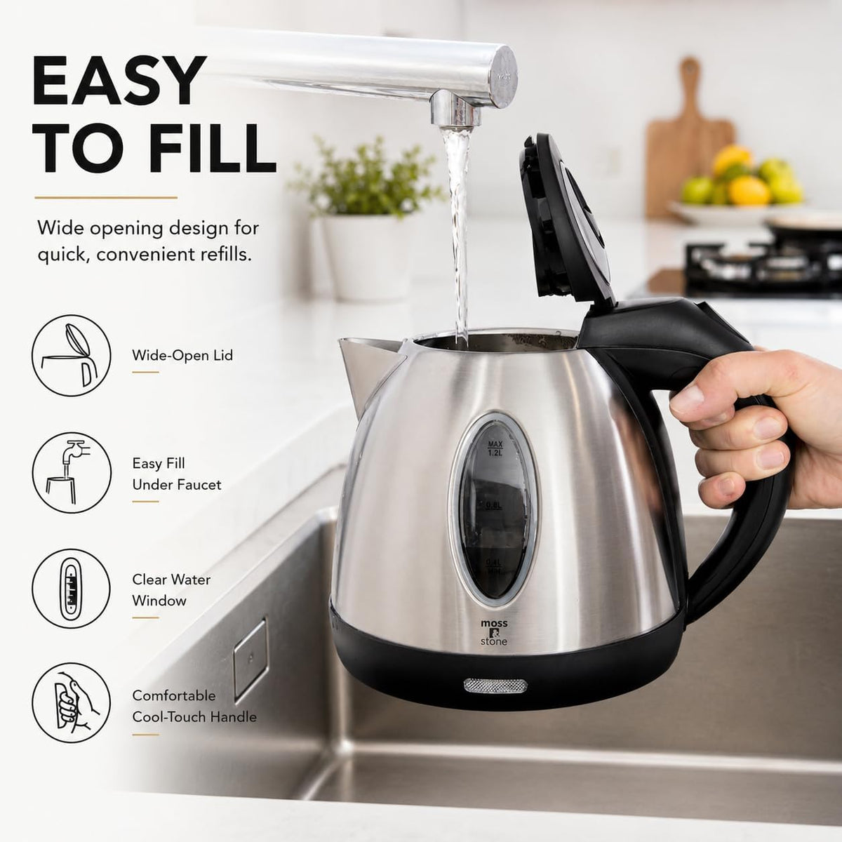 Moss & Stone Stainless Steel Electric Kettle