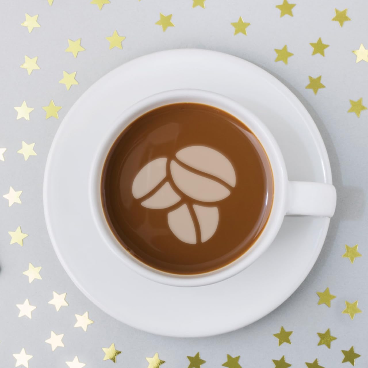 SHOWERORO Coffee Latte Art Stencils 4 Pcs Metal Coffee Stencils for Cappuccino Chocolate Decoration Milk Foams Templates Flower Mold 4.72X3.34In