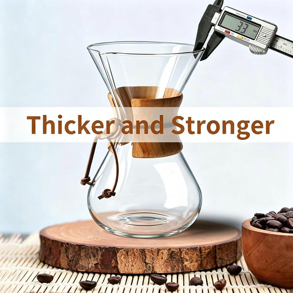 subjectthree Drip Coffee Pour Over Glass Coffee Maker Kit 8 Cup (28 Ounce)
