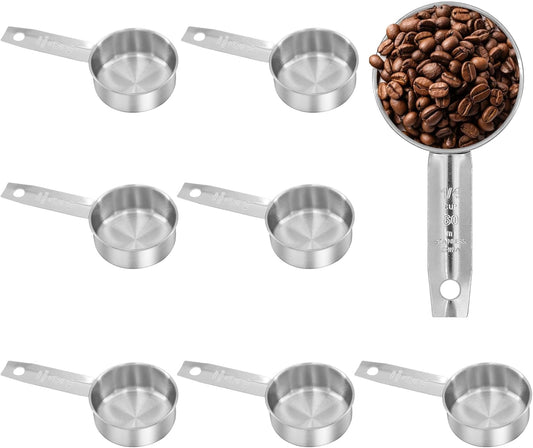 8Pcs Stainless Steel Measuring Cup, 1/4 Cup (60ml, 2oz) Metal Measuring Cup, Small Measuring Scoops Coffee Scoop with