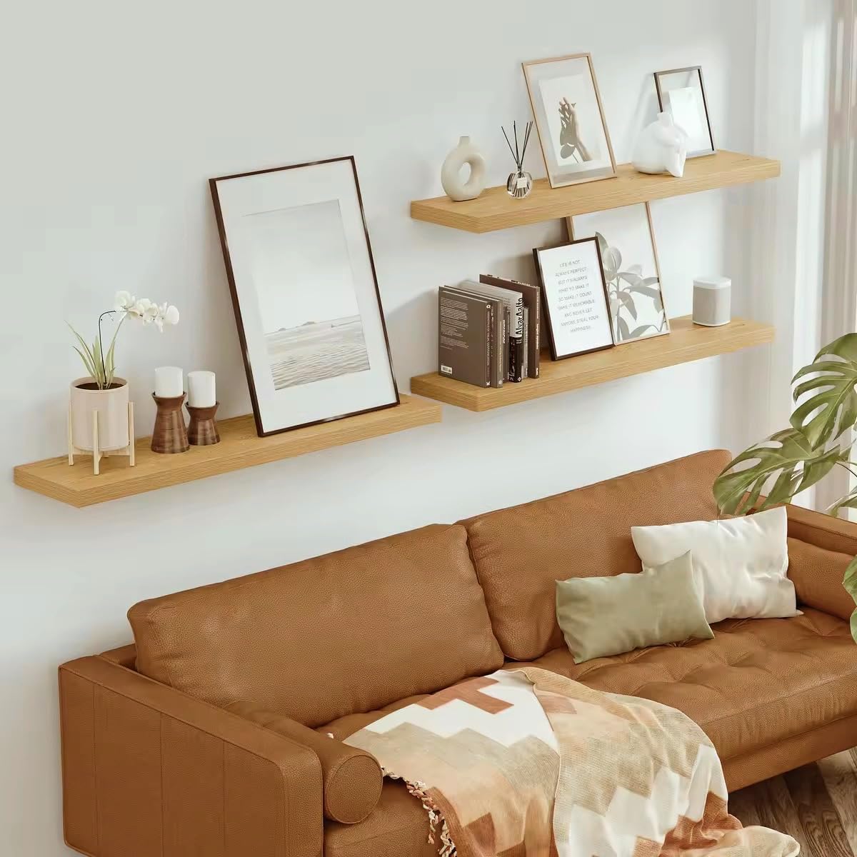 Vivelove Single Floating Shelves 48x10” Set of 1, Oak