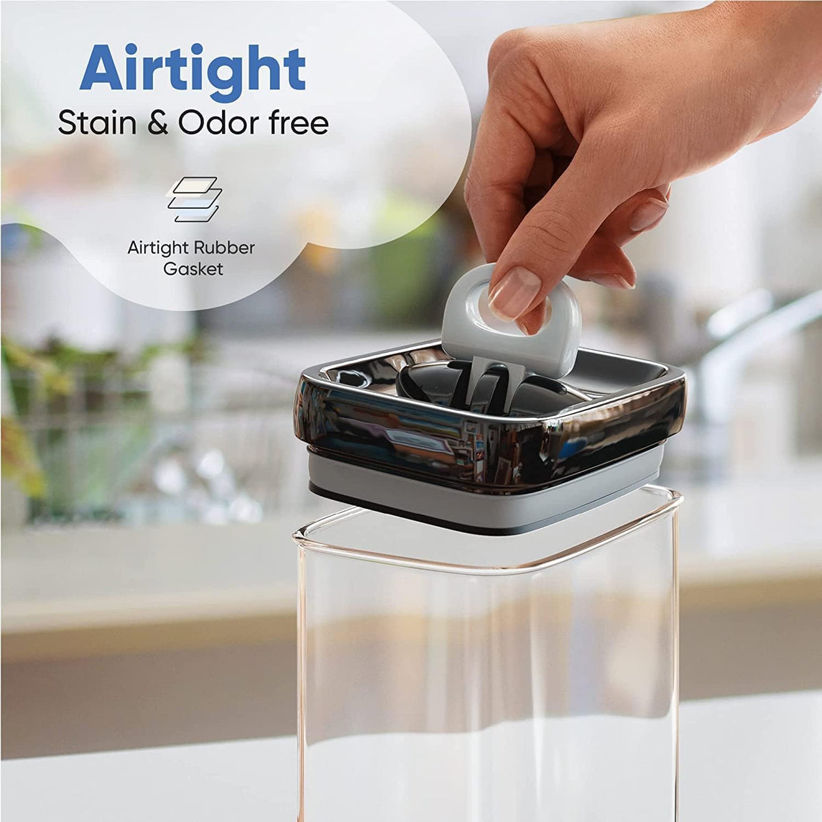 Chef's Path - Airtight Storage Boxes Set - 10 Labels and Markers - Kitchen and Pantry Storage - BPA Free - Plastic Storage Boxes with Upgraded Lids (6 Pieces - 1.5L)