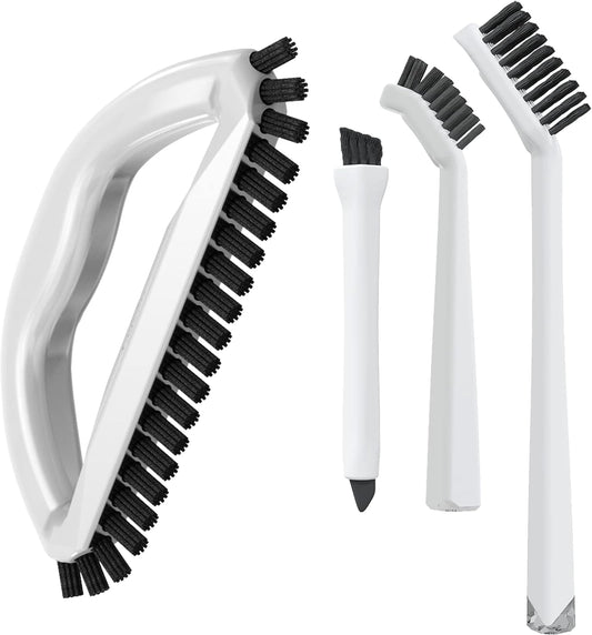 Grout Cleaning Brush Set (4 Pcs) Heavy Duty Hand Grout Scrub Brush & Detail Cleaning Brush Set for Baseboards,Floor,