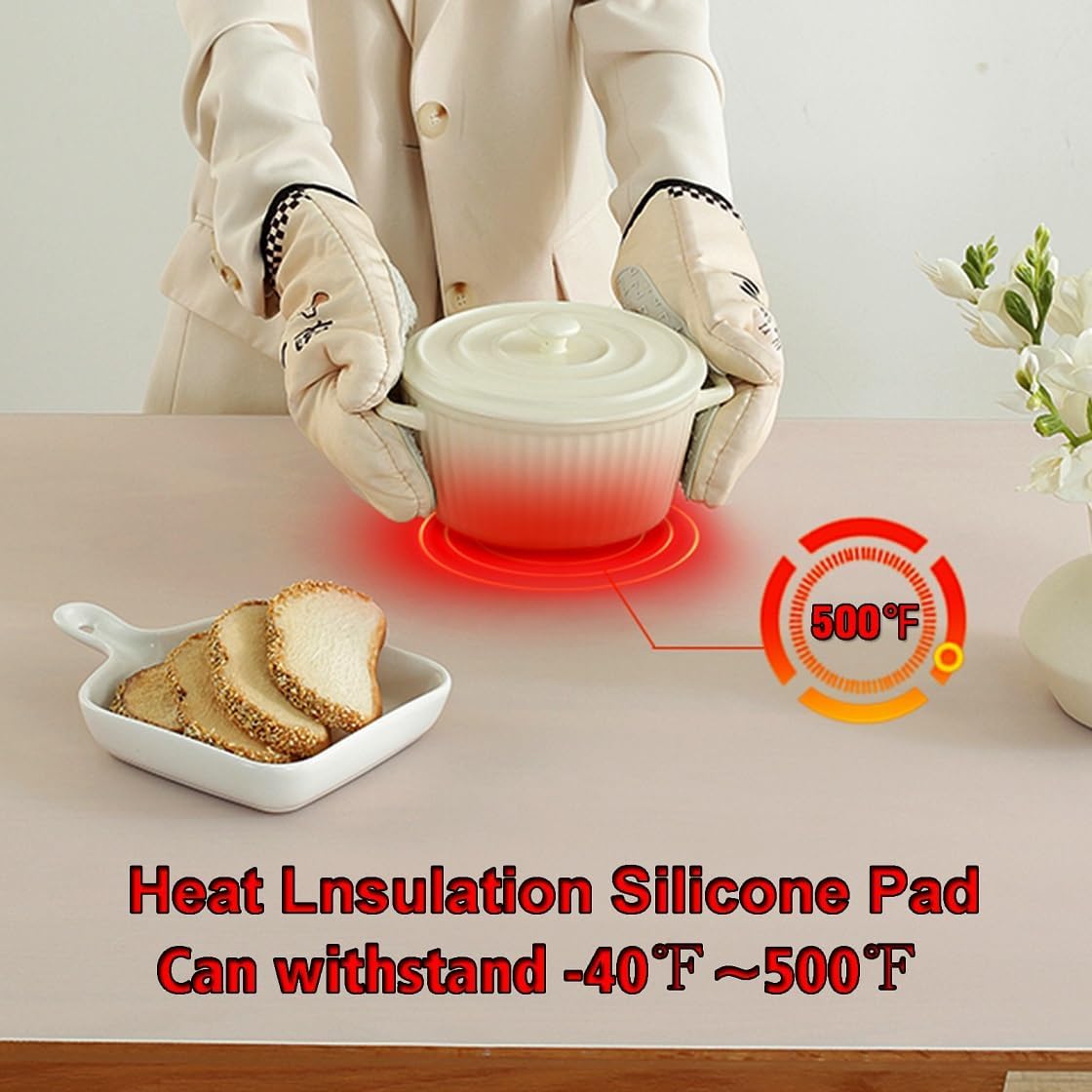 Silicone Mat - Non-Stick, Reusable &amp; Heat Resistant Up to 500°F, Fits Resin Crafts, Dishwasher Safe for Baking, Cookies, Pastry (36” x 24”)