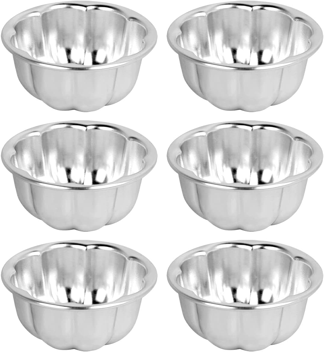 Molds Aluminum for Jello Small Cup Cake Nonstick Tartlets Baking Tool | Mini Pudding Pan Cup Cake Molds Cupcake Muffin Cups for Small Desserts 6 Pieces (3.5 x1.6inch)